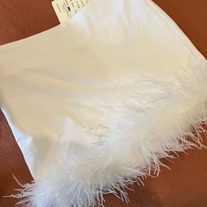 White feather mini skirt